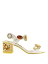 Dolce & Gabbana Stone Embellished Leather Block-heel Sandals In Yellow
