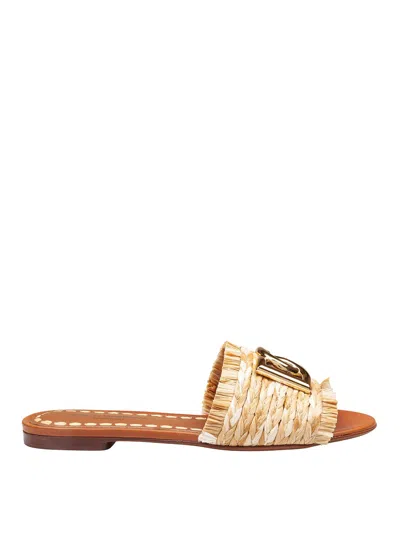 DOLCE & GABBANA CIABATTA IN RAFIA WITH LOGO