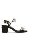 Dolce & Gabbana Satin Sandals With Gemstone Embellishment In Black