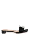 Dolce & Gabbana Buckled Velvet Sandals In Black