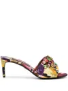 Dolce & Gabbana Rhinestone-embellished Floral Satin Mules