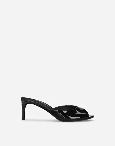 Dolce & Gabbana Patent Leather Mules In Black