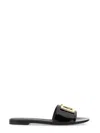 Dolce & Gabbana Logo-plaque Leather Slides In Black