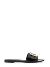 Dolce & Gabbana Logo-plaque Leather Slides In Black