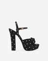 Dolce & Gabbana Keira Embellished Polka-dot Satin Sandals In Stampa