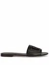 Dolce & Gabbana Black Flats With Cut-out Band And Dg Logo In Soft Rubber Woman