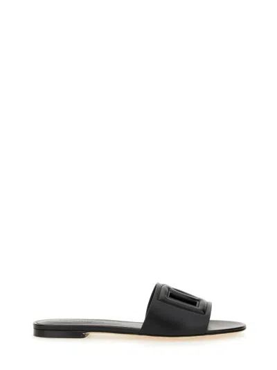 Dolce & Gabbana Women Sandalo Slide Con Logo In Blue