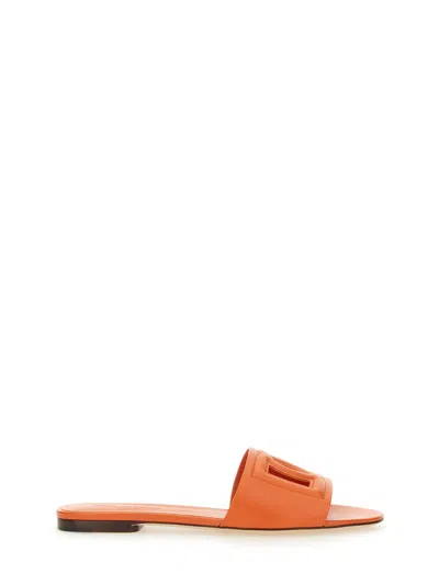 Dolce & Gabbana Sandalo Slide Con Logo In Orange