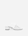 Dolce & Gabbana Women White Mules With Low Heel And Dg Millennials Detail In Smooth Leather Woman In White