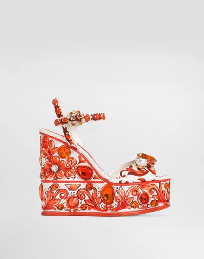 Dolce & Gabbana Sandalo Zeppa In Burgundy