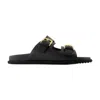 Dolce & Gabbana Open-toe Black Calfskin Sandals With Prominent Buckles
