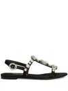 Dolce & Gabbana Black Sandals With Embroidered Stones Decorations In Satin Woman