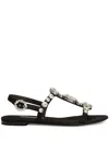 Dolce & Gabbana Black Sandals With Embroidered Stones Decorations In Satin Woman