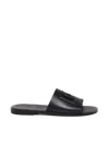 Dolce & Gabbana Black Sandals With Dg Logo Cut-out In Leather Man