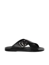 Dolce & Gabbana Black Sandals With Criss Cross Bands And Logo Detail In Leather Man