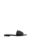 Dolce & Gabbana Dolce&gabbana Women Dg Logo Rubber Beachwear Sliders In Black