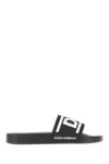 Dolce & Gabbana Rubber Beachwear Sliders With Dg Logo In Black