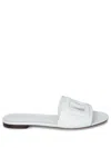 Dolce & Gabbana Dolce&gabbana Women Leather Slide With Dg Logo In White
