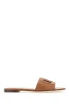 Dolce & Gabbana Leather Slide Sandals With Cut-out Front Details In Brown