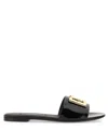 Dolce & Gabbana Logo-plaque Leather Slides In Black