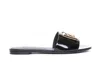 Dolce & Gabbana Logo-plaque Leather Slides In Black