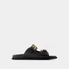 Dolce & Gabbana Open-toe Black Calfskin Sandals With Prominent Buckles In Black