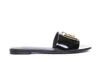 Dolce & Gabbana Logo-plaque Leather Slides In Black