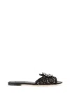 Dolce & Gabbana Slippers In Lace With Crystals In Black