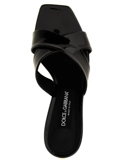 Dolce & Gabbana Logo Heel Mules In Black