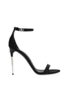 Dolce & Gabbana Keira 105mm Leather Sandals In Black, Silver
