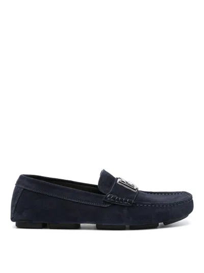 Dolce & Gabbana Midnight Blue Suede Slip-ons In Multi