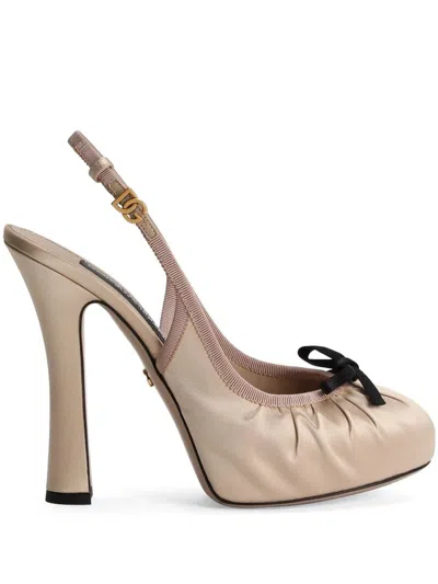 Dolce & Gabbana Slingback Pumps With Bold Sculptural Heel In Nude