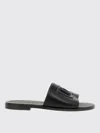 Dolce & Gabbana Black Sandals With Dg Logo Cut-out In Leather Man In Black