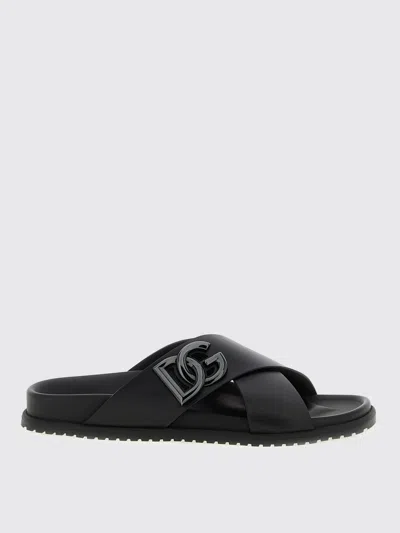 Dolce & Gabbana Calfskin Sandal In Black