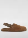 Dolce & Gabbana Suede Leather Clogs With Logo Plate In Haselnuss