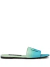 Dolce & Gabbana Logo-appliqué Ombré Slippers In Green