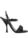 Dolce & Gabbana Sandals H-heel Rayon Leather In Black