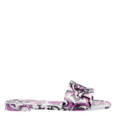 Dolce & Gabbana Maiolica Print Slids In Purple