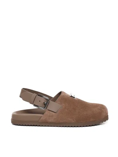 Dolce & Gabbana Brown Suede Mules In Beige