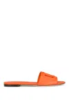 Dolce & Gabbana Slide Sandals In Orange Leather With Logo In Orange