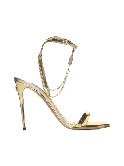 Dolce & Gabbana Gold Leather Sandals
