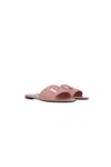 Dolce & Gabbana Pink Slide Sandals With Cut Out Logo In Leather Woman