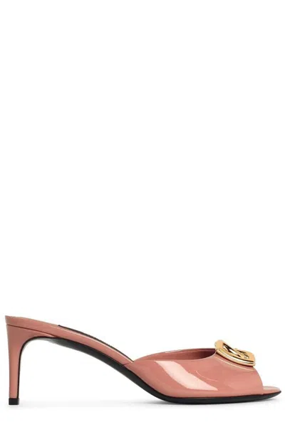Dolce & Gabbana Keira 60 Dg Logo Sandals In Patent Leather In Pink