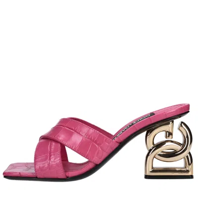 Dolce & Gabbana Dolce&gabbana Sandals Women Leather Pink/cyclamen In Rosa Pastello