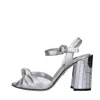 Dolce & Gabbana Silver Lambskin Leather Heels Sandals Shoes In Argento Chiari E Naturali