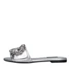 Dolce & Gabbana Silver Crystal Embellished Slides Flat Shoes In Argento Chiari E Naturali