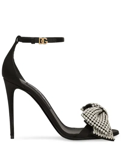 Dolce & Gabbana Women Sandals With 105mm Rhinestones In Black