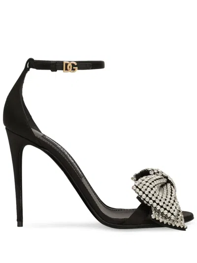 Dolce & Gabbana Women Sandals With 105mm Rhinestones In Black
