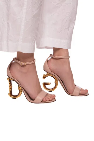 Dolce & Gabbana Sandals With Decorative Heel In Pink