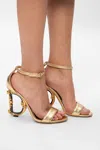 Dolce & Gabbana Keira 105 Dg Baroque Heel Sandals In Metallic Leather In Gold